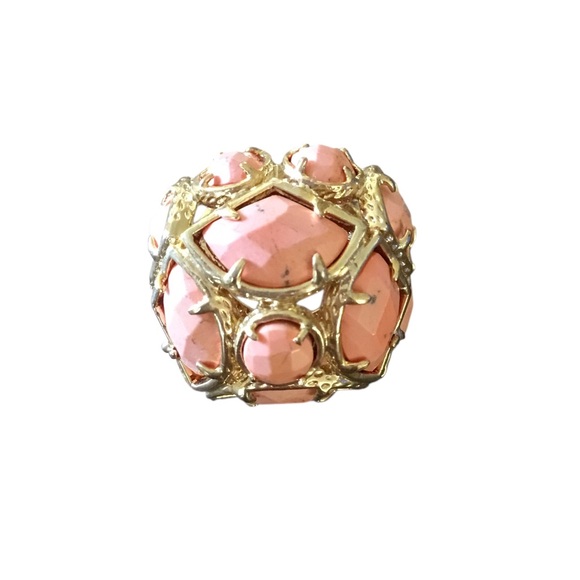 Kendra Scott Jewelry - Kendra Scott Poppy Coral Stone Gold Statement Ring Size 6